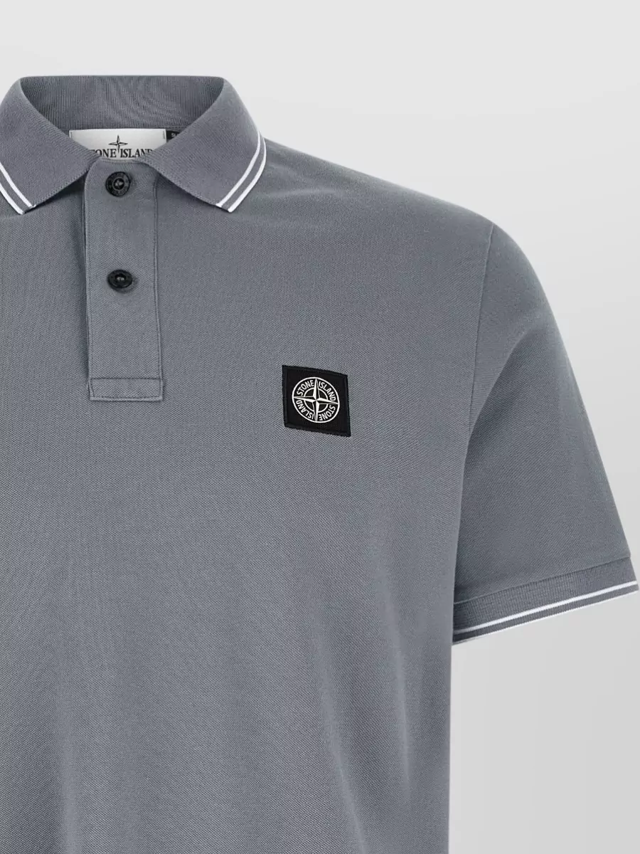 Stone Island 2200010 Polo Shirt Ribbed Collar Short Sleeves