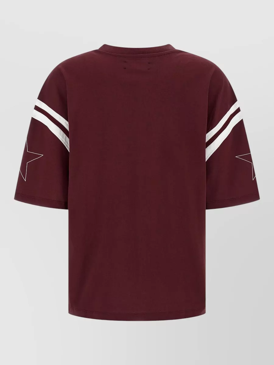 Amiri Star Detail Crew Neck Striped Sleeve T-shirt In Multi