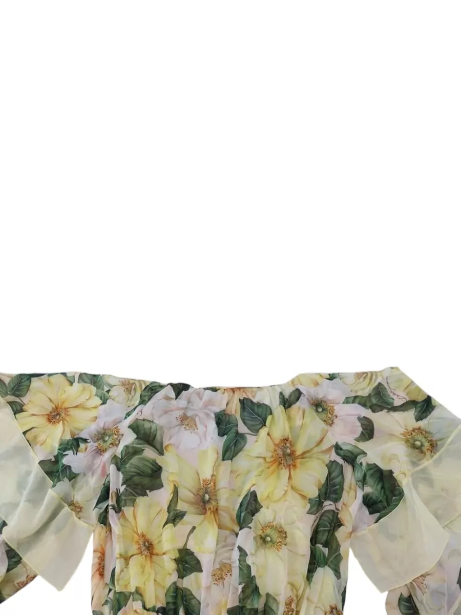 Dolce&Gabbana Silk Floral Print Short Sleeve Maxi Dress