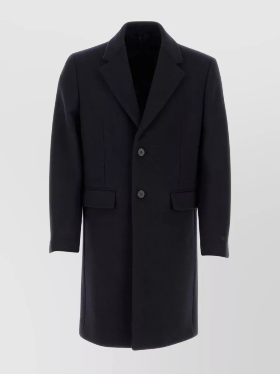Shop Prada Tailored Wool Blend Coat In Blue