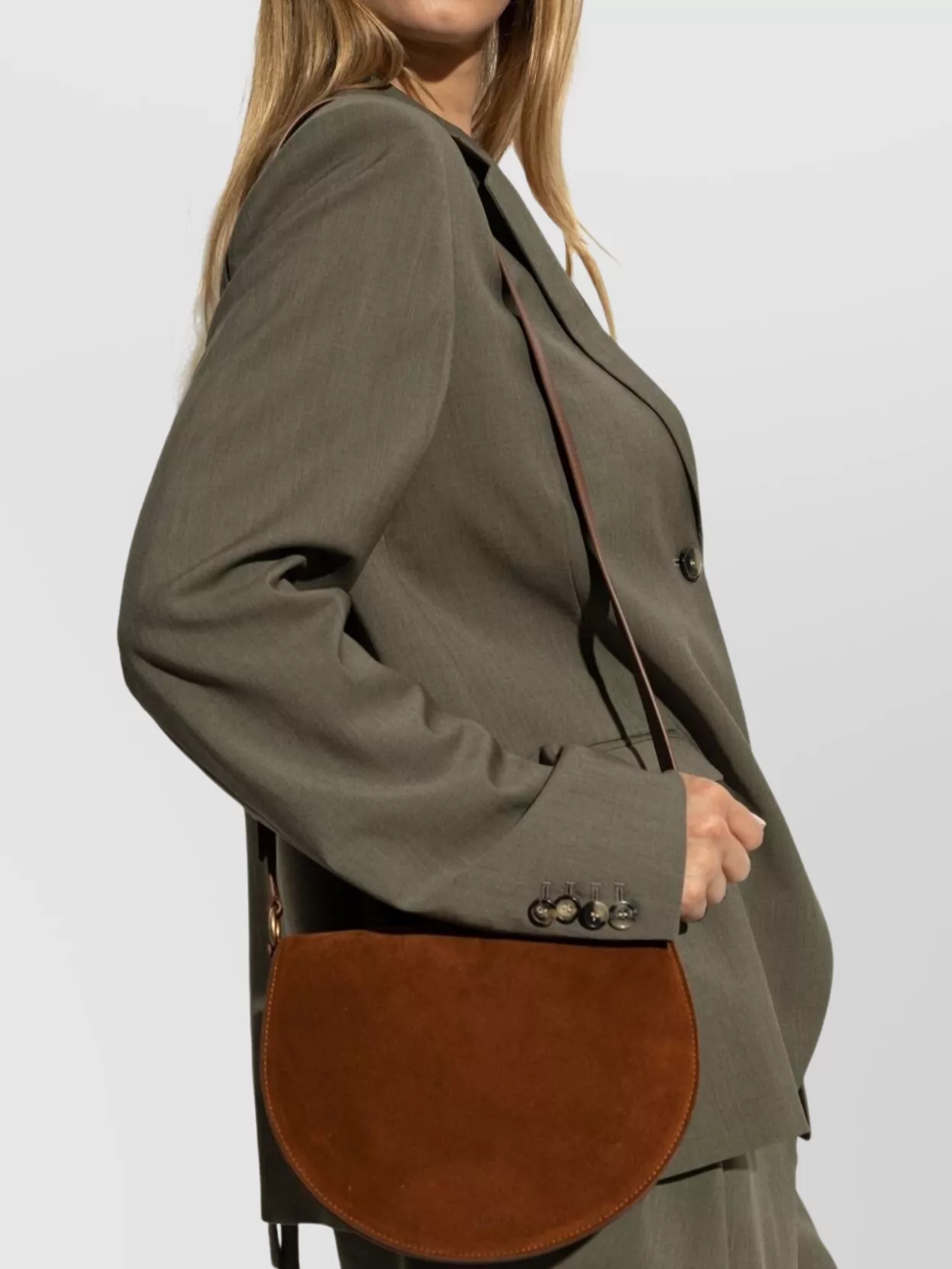 Wandler Suede Finish Shoulder Bag With Adjustable Strap