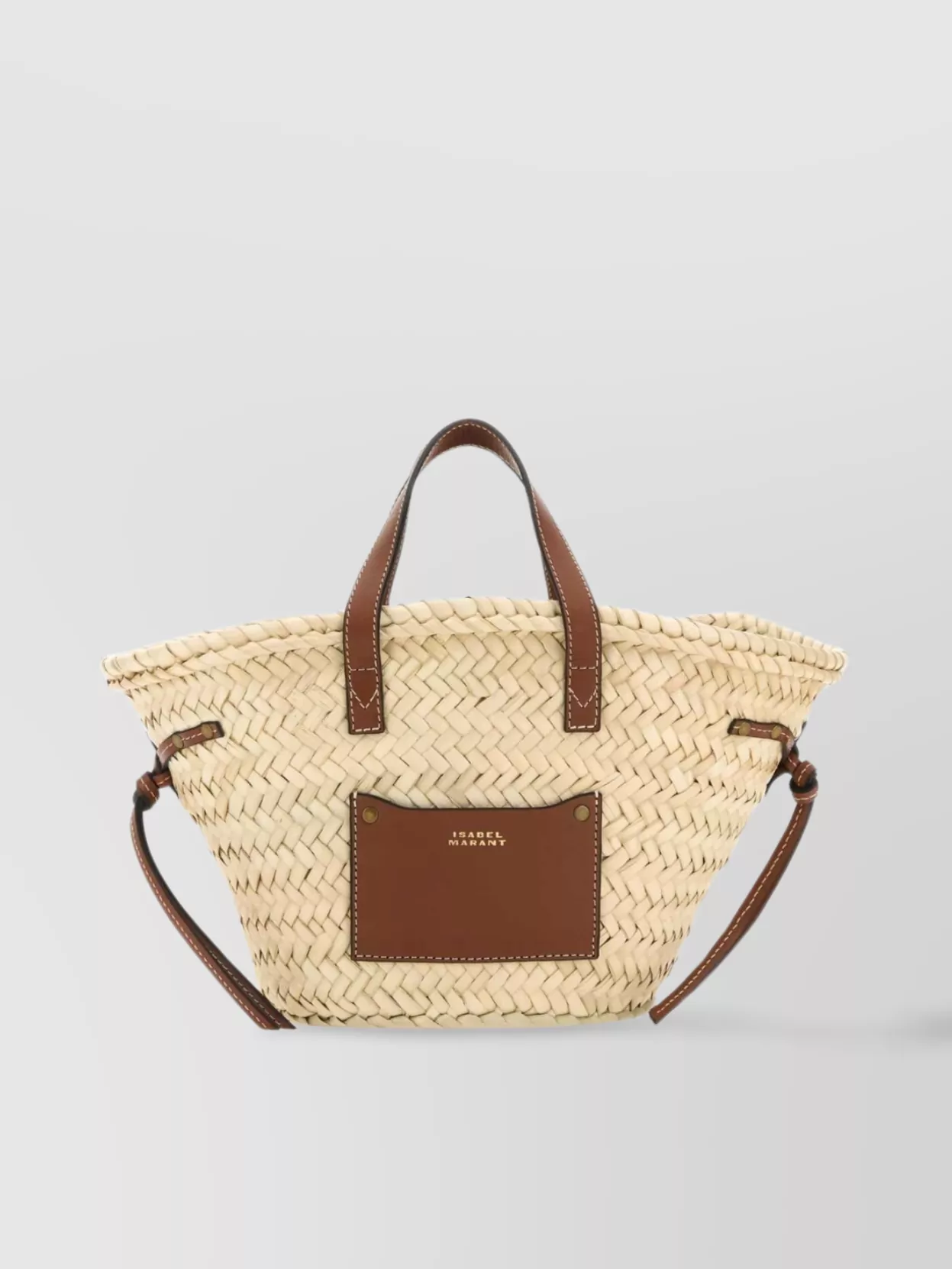 Shop Isabel Marant Mini Straw Shopping Bag With Leather Trim