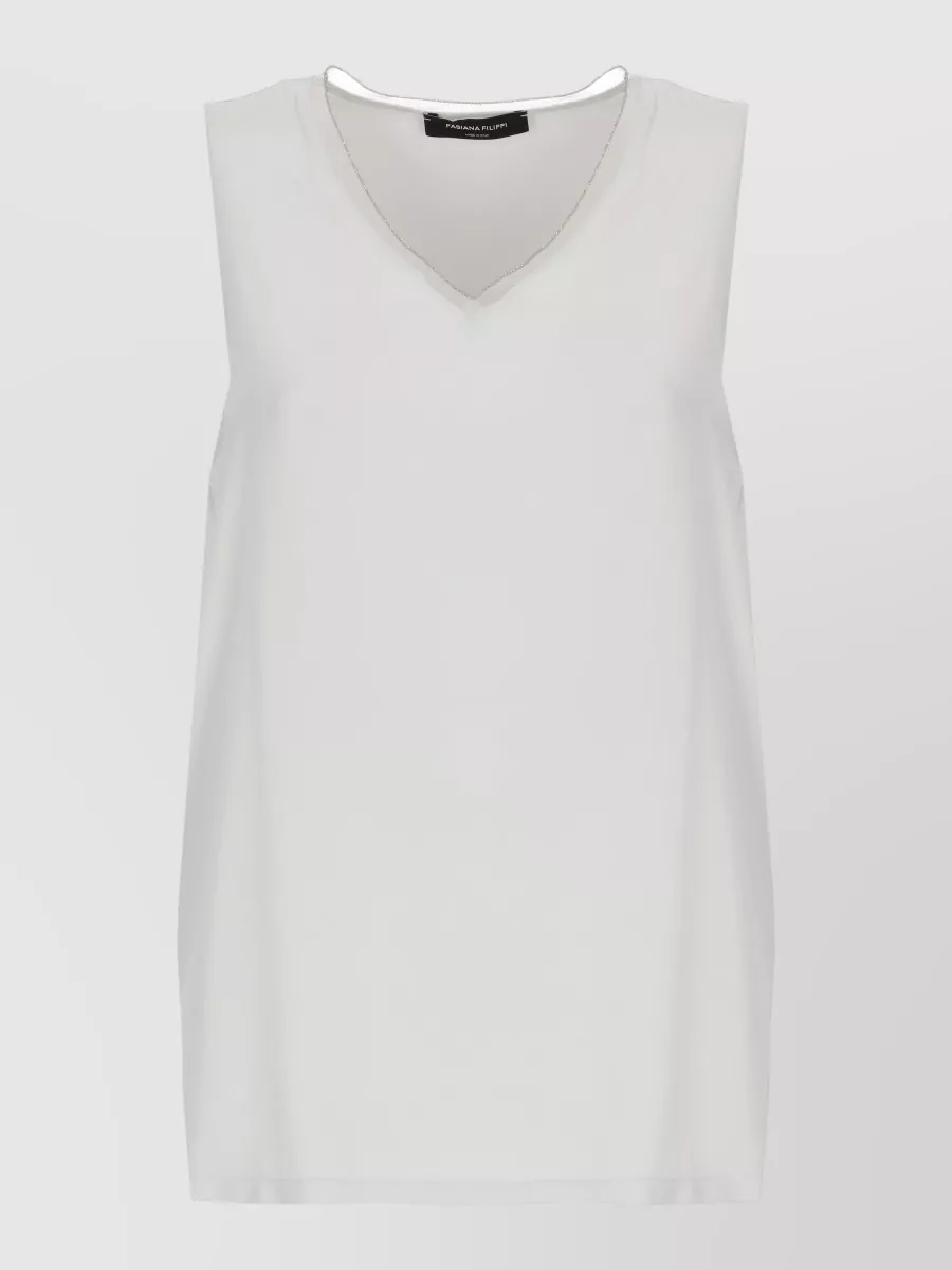 Fabiana Filippi Silk V-Neck Sleeveless Top