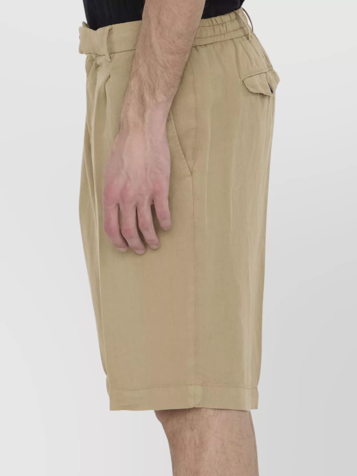 Pt Torino Elasticated Bermuda Shorts With Rear Flap Pockets In Neutral