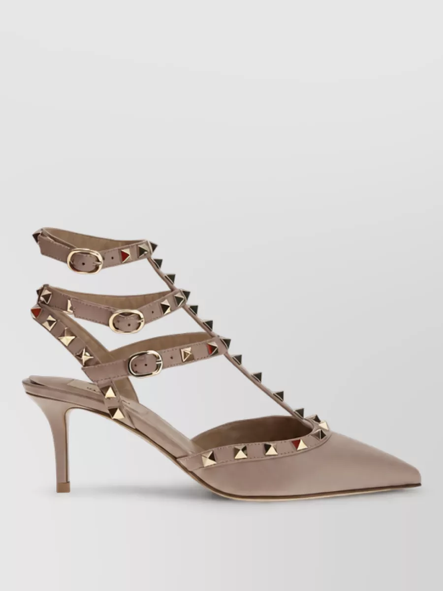 Valentino Garavani Leather Rockstud Ankle Strap Pumps