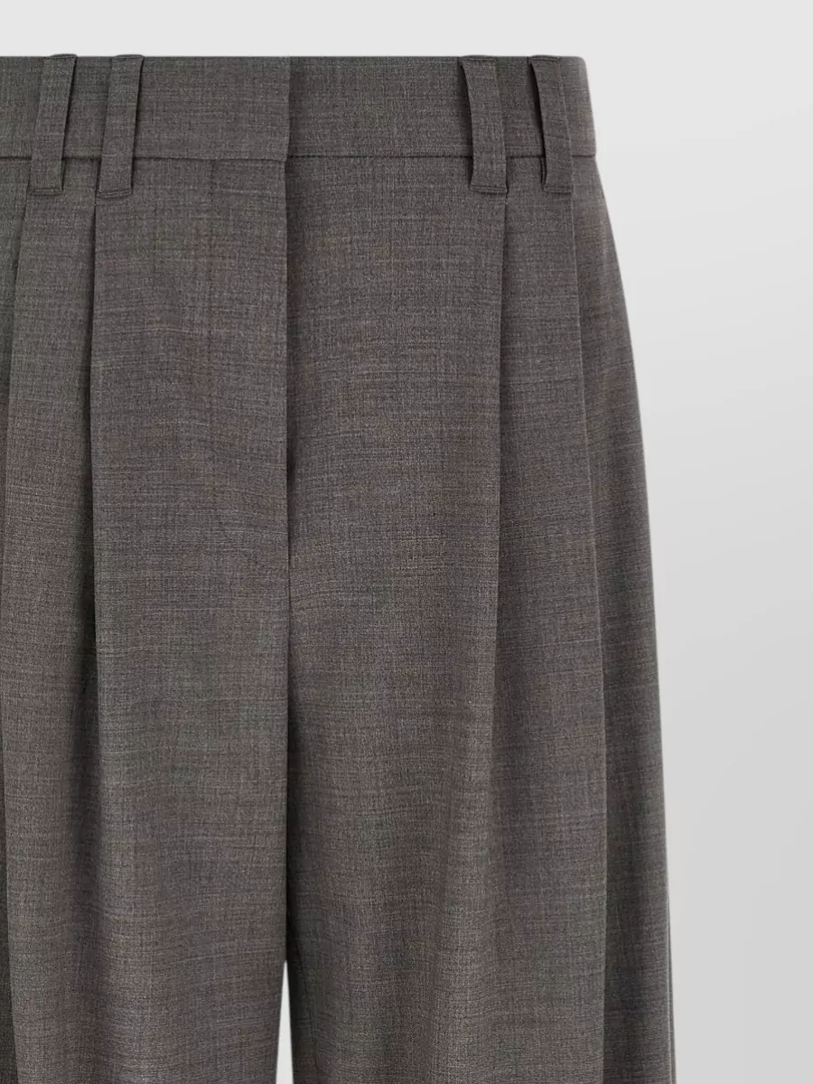 Brunello Cucinelli Wool Cropped Pleated Wide-Leg Suit Trousers