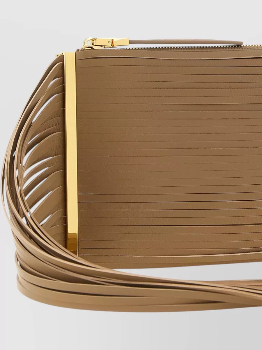 Elisabetta Franchi Leather Fringed Cross-Body Bag