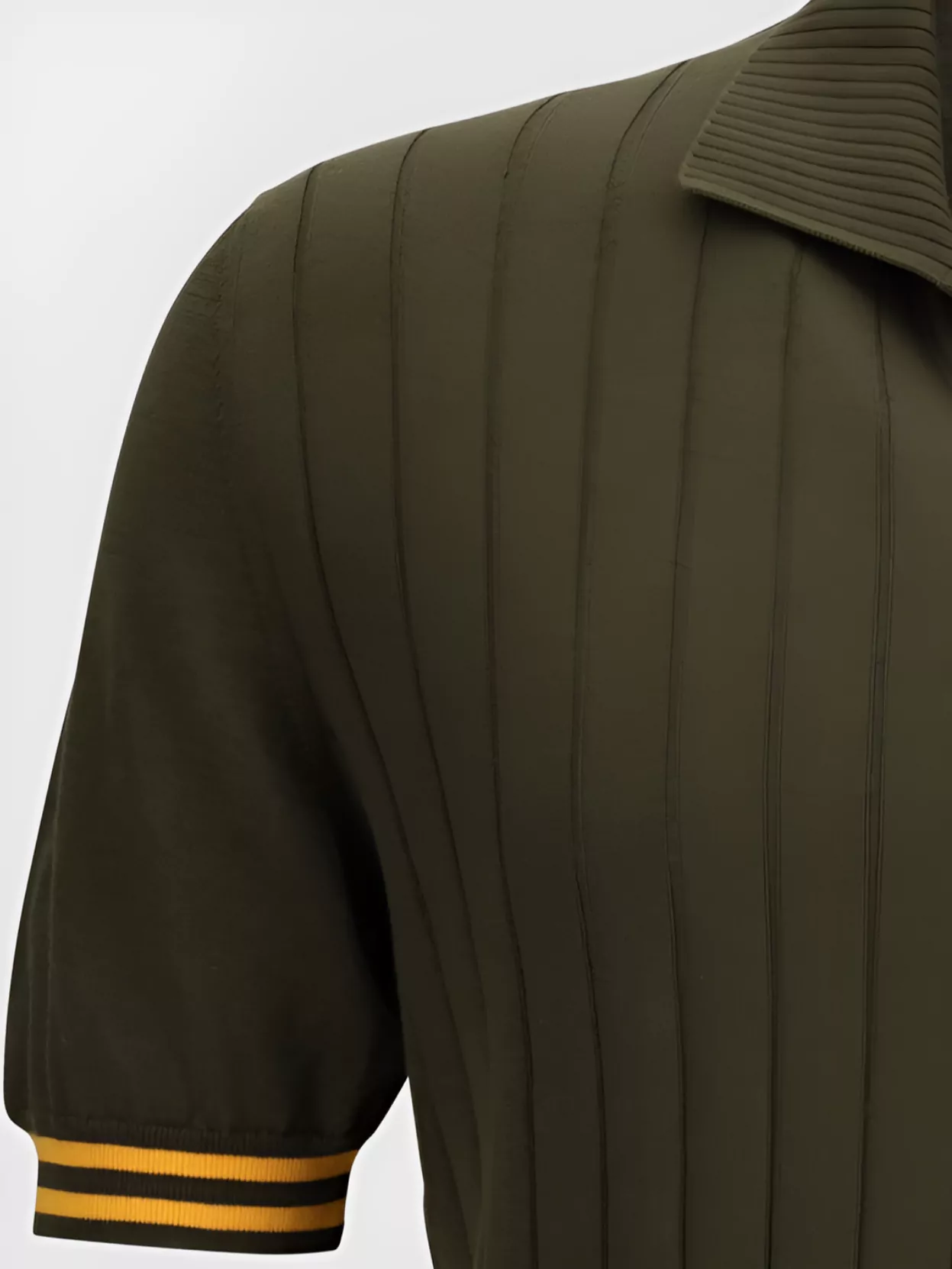 Shop Kiton Ribbed Collar Cotton Polo Shirt