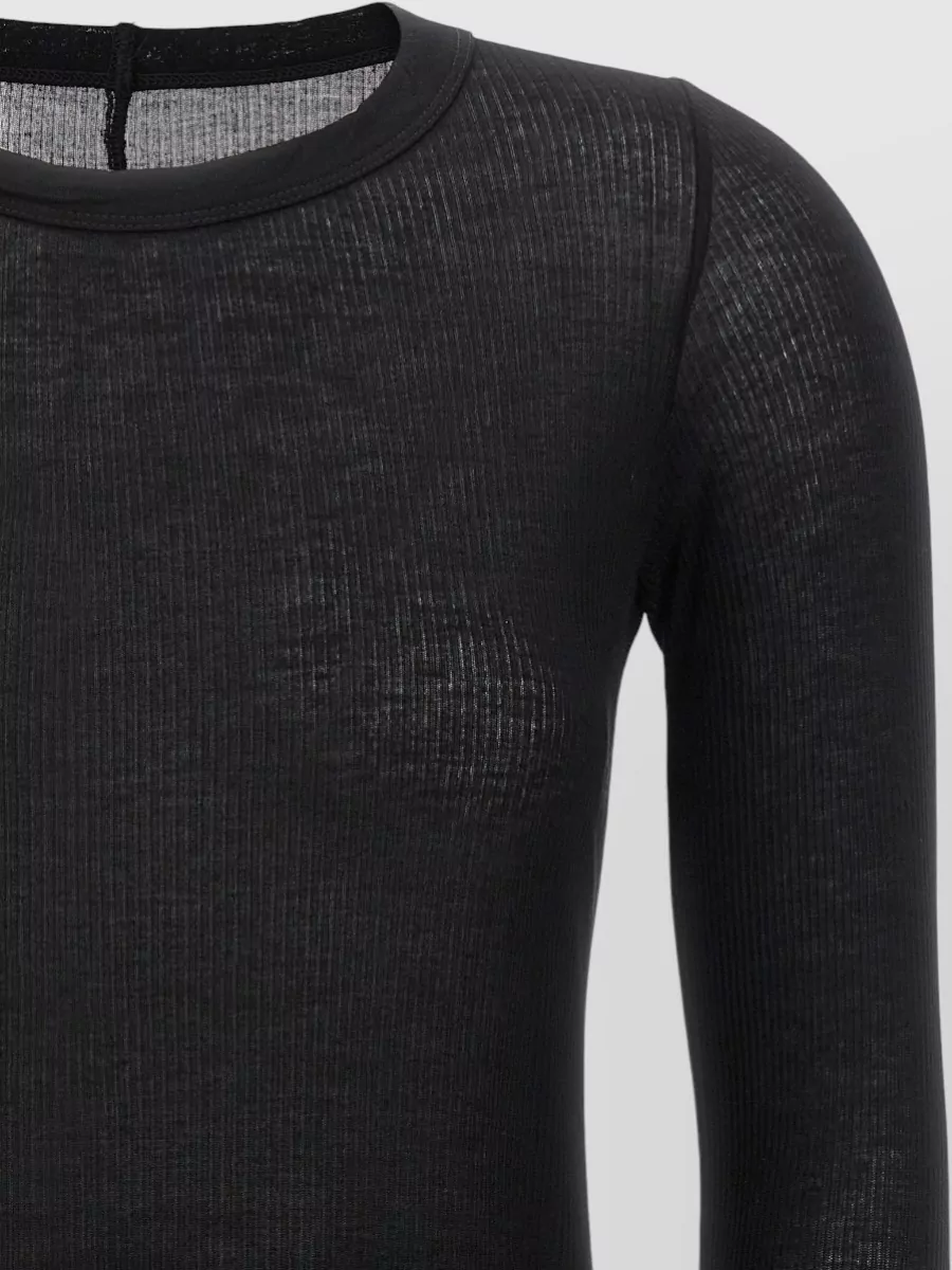 Rick Owens Long Sleeve Crew Neck Rib Sheer Top