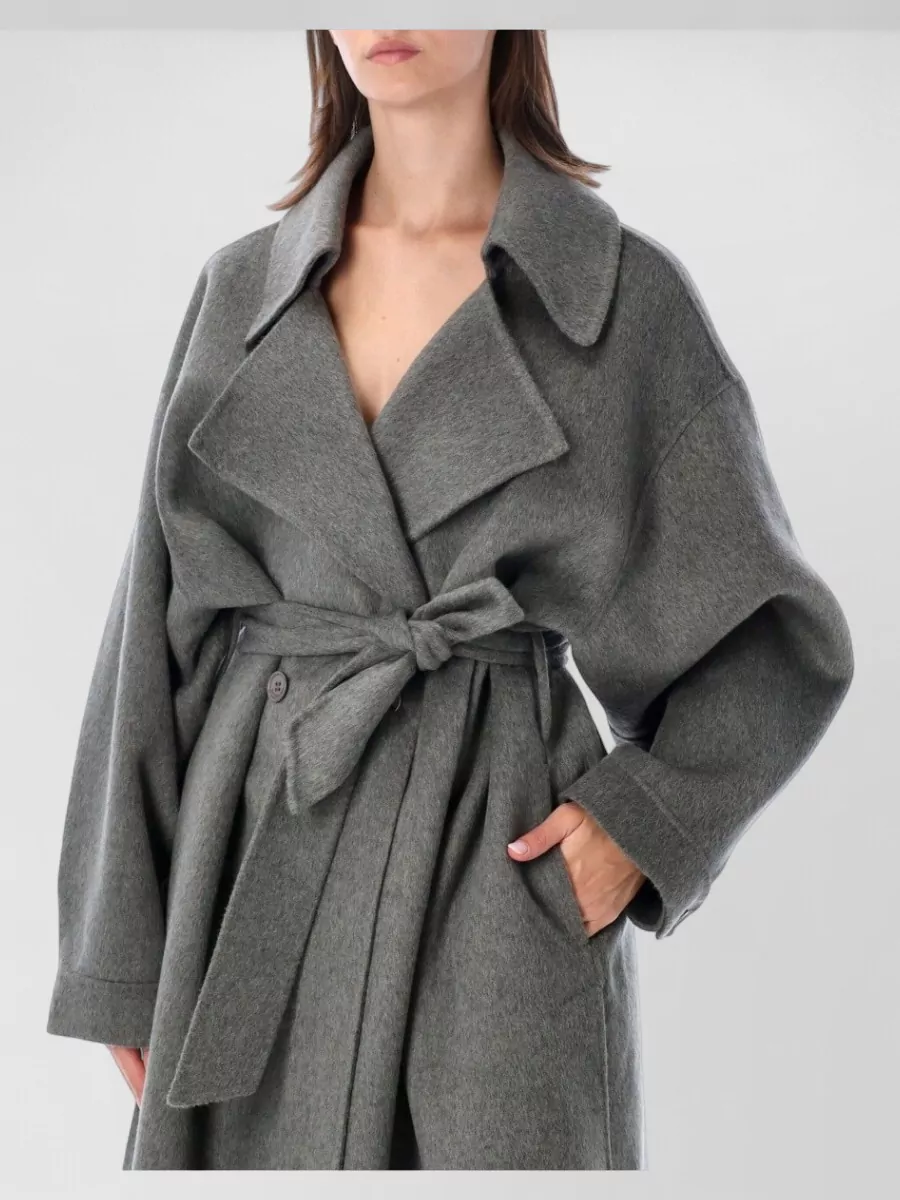 The Frankie Shop Wool Oversized Double-Breasted Belted Trench Coat