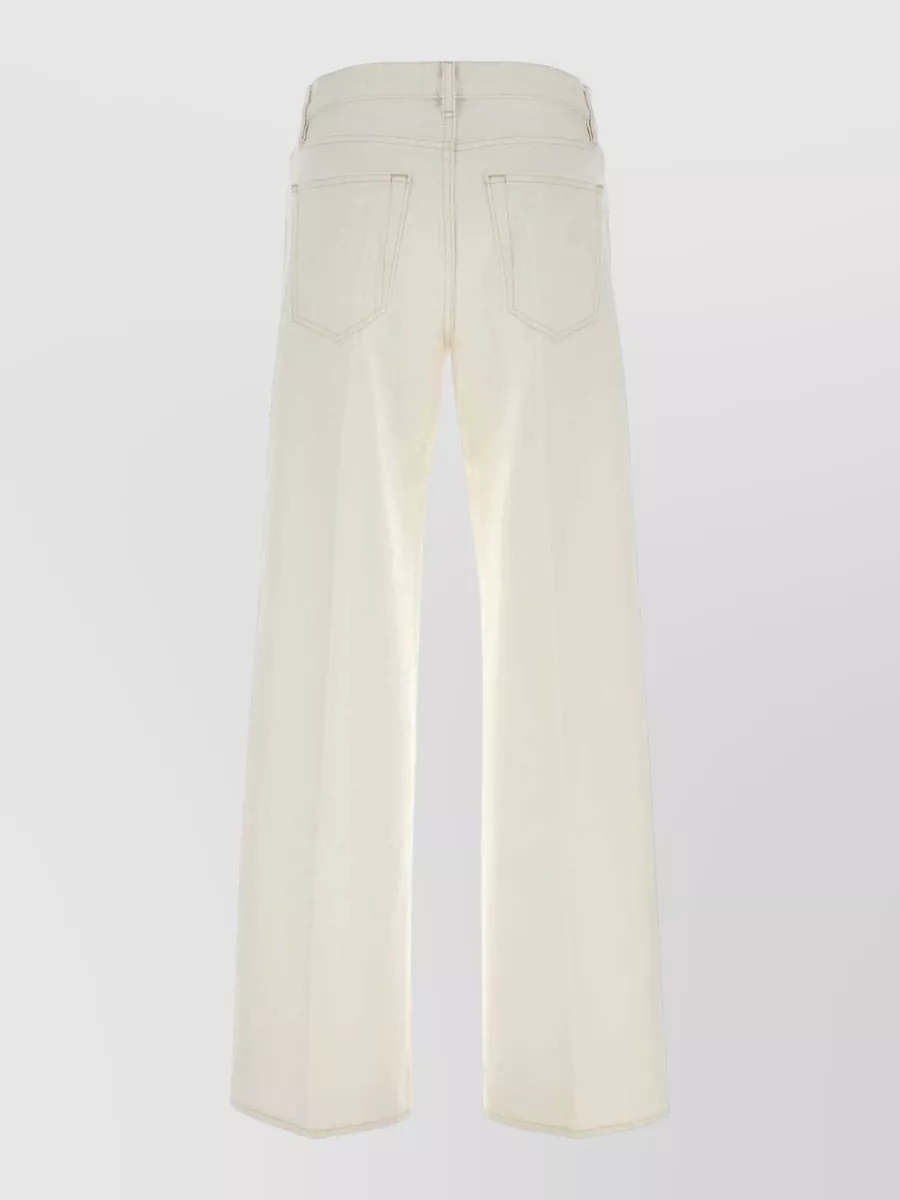 Frame Wide Leg Denim Stroll Trousers In White
