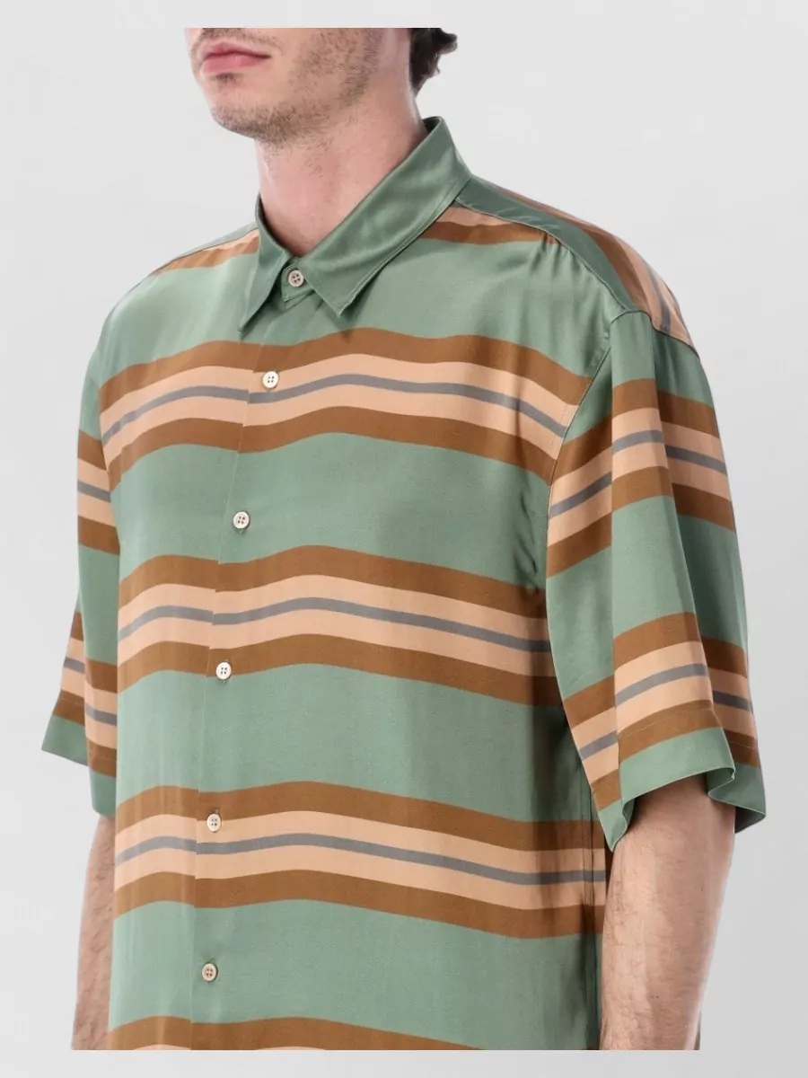 Dries Van Noten Striped Relaxed-Fit Short-Sleeve Shirt