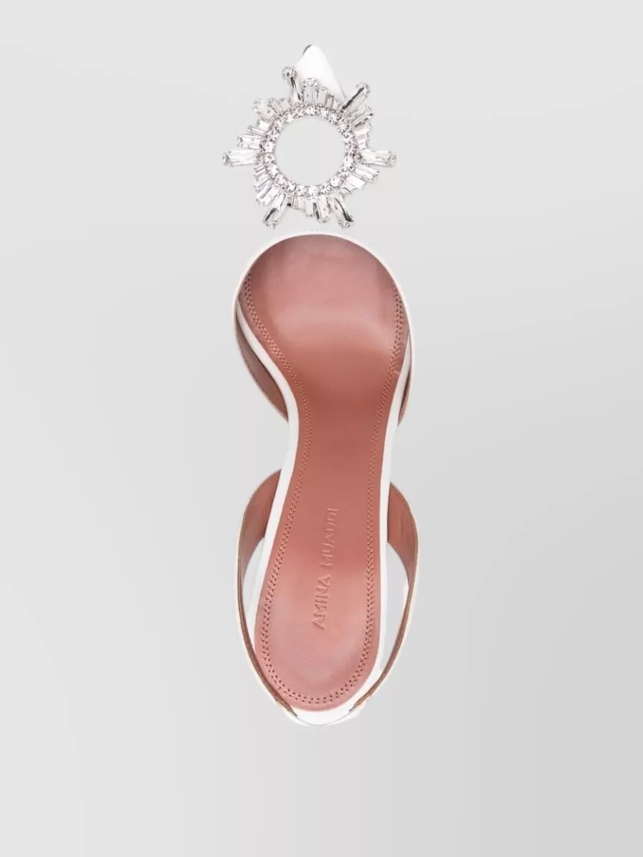 Amina Muaddi Leather Crystal-Embellished Slingback Pumps