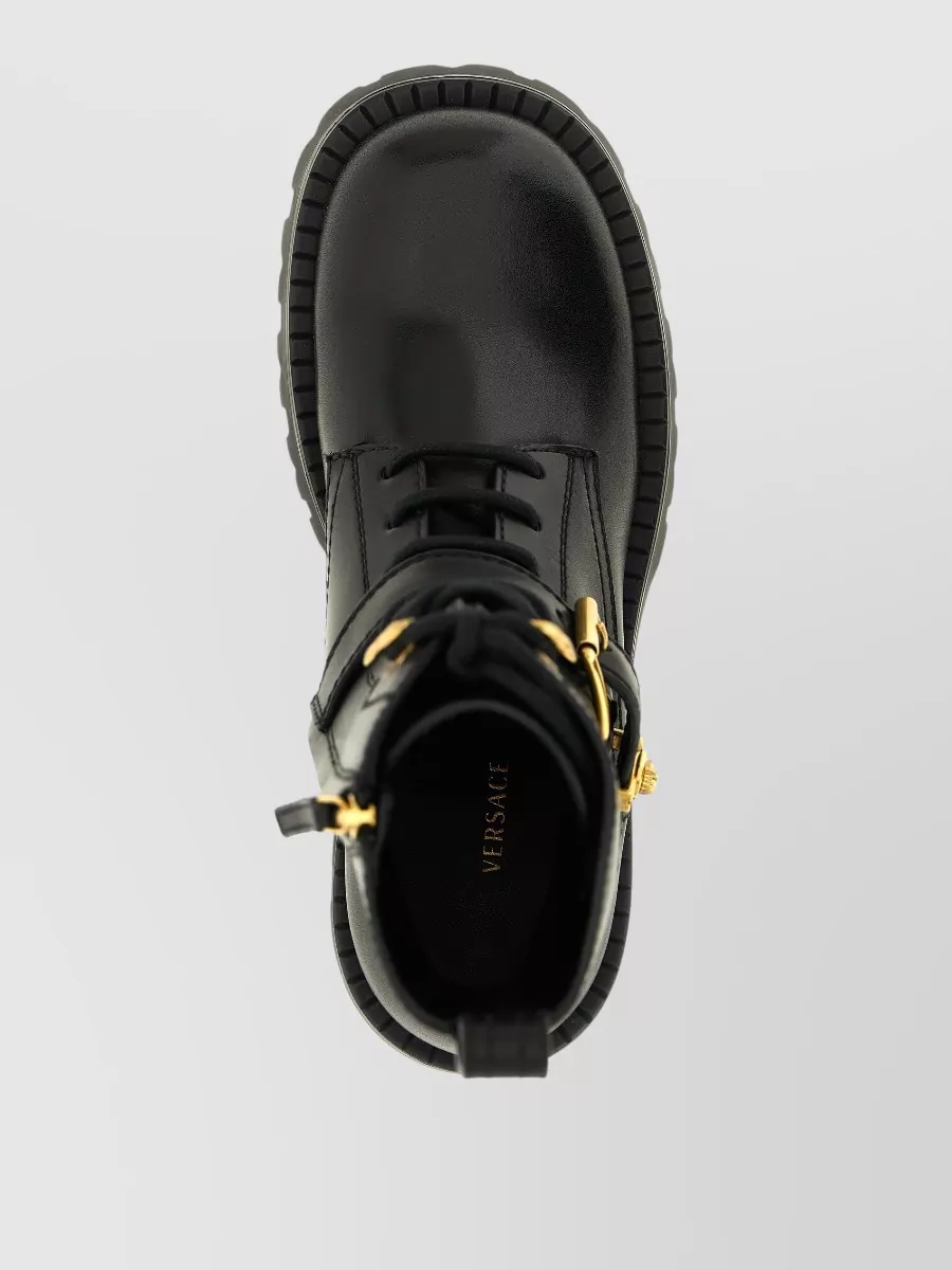 Versace Leather Lace-Up Ankle Boots