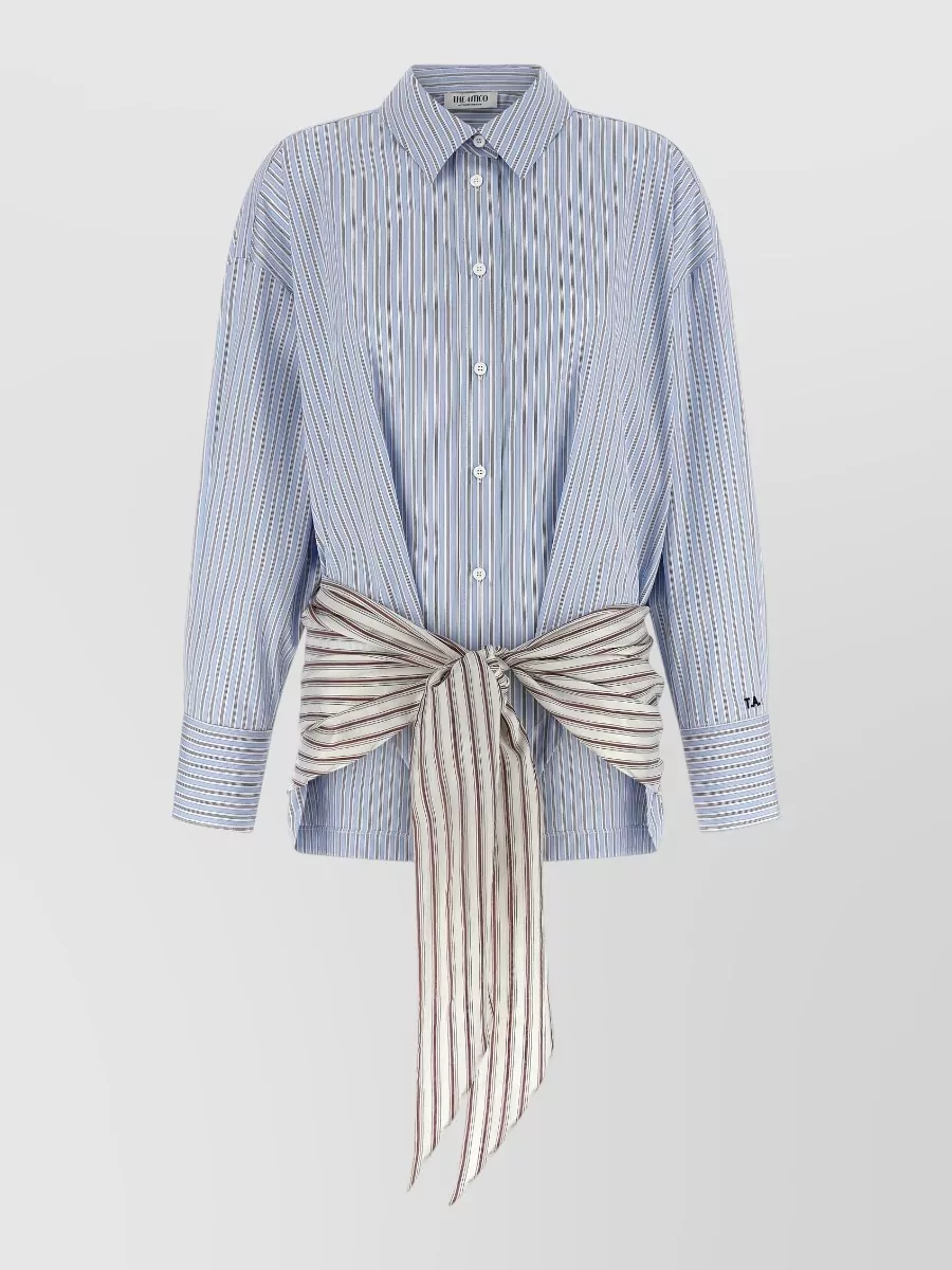 The Attico Striped Cotton Long-Sleeve Shirt Bodysuit