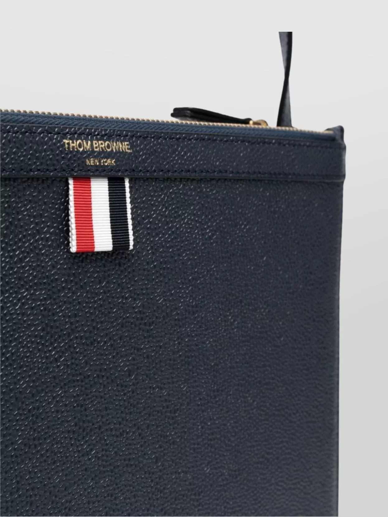 Thom Browne Leather Cross Body Bag With Logo Print