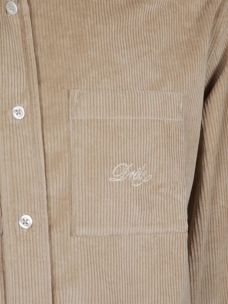 Drôle De Monsieur Button-Down Collar Corduroy Shirt Chest Pocket