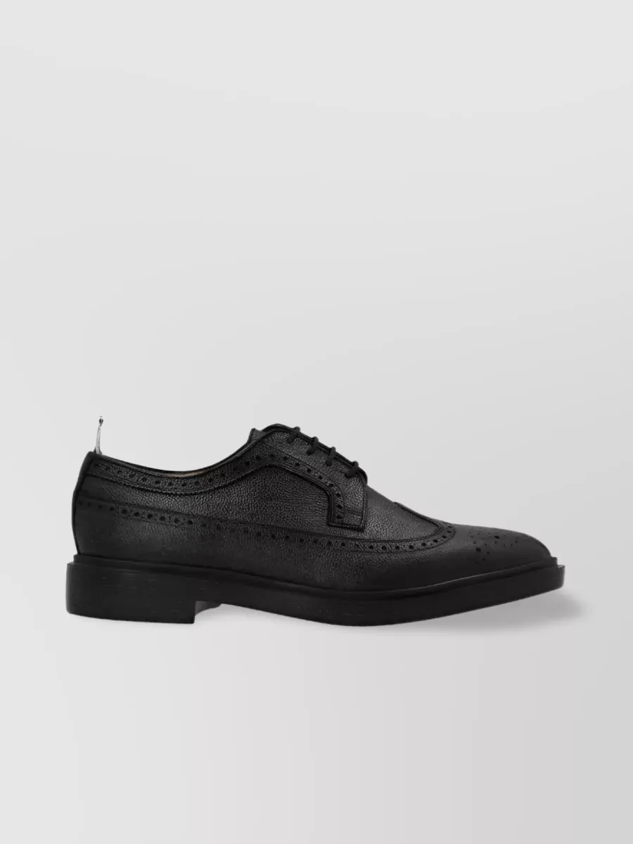 Shop Thom Browne Longwing Round-toe Leather Brogues In Black