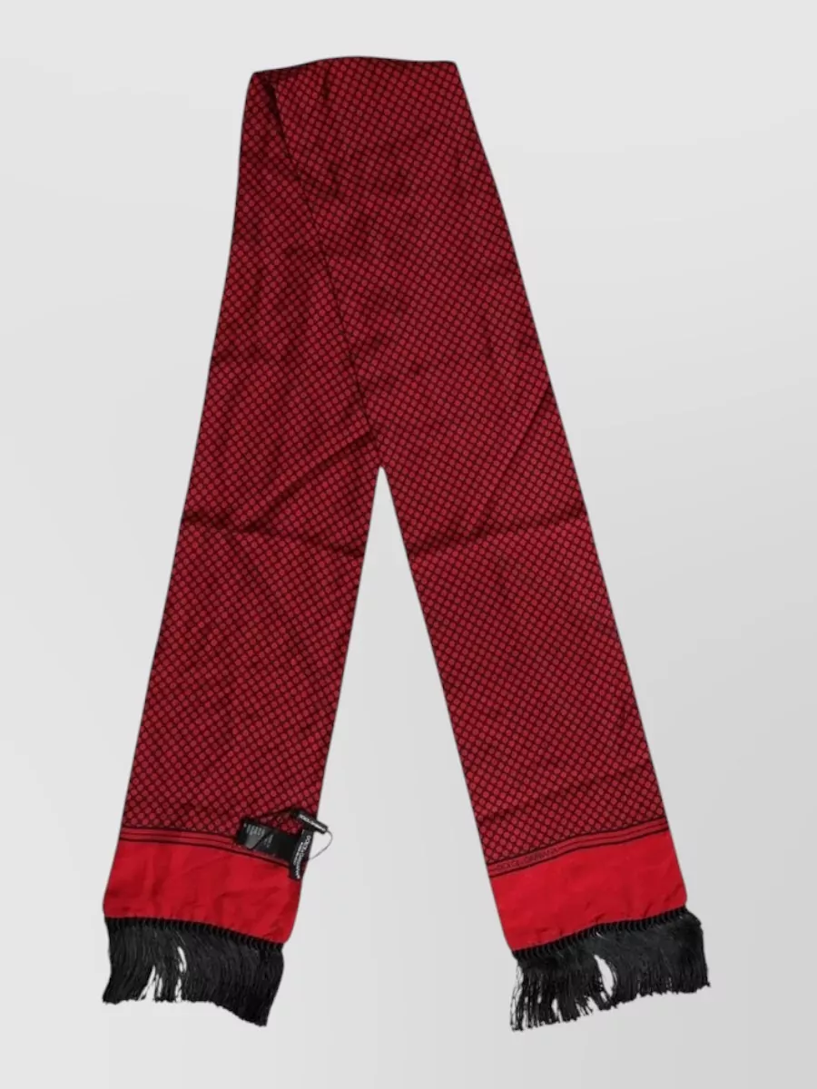 Dolce&Gabbana Silk Polka-Dot Fringed Scarf