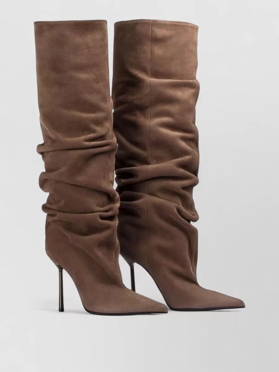 Le Silla suede ruched stiletto knee-high boots