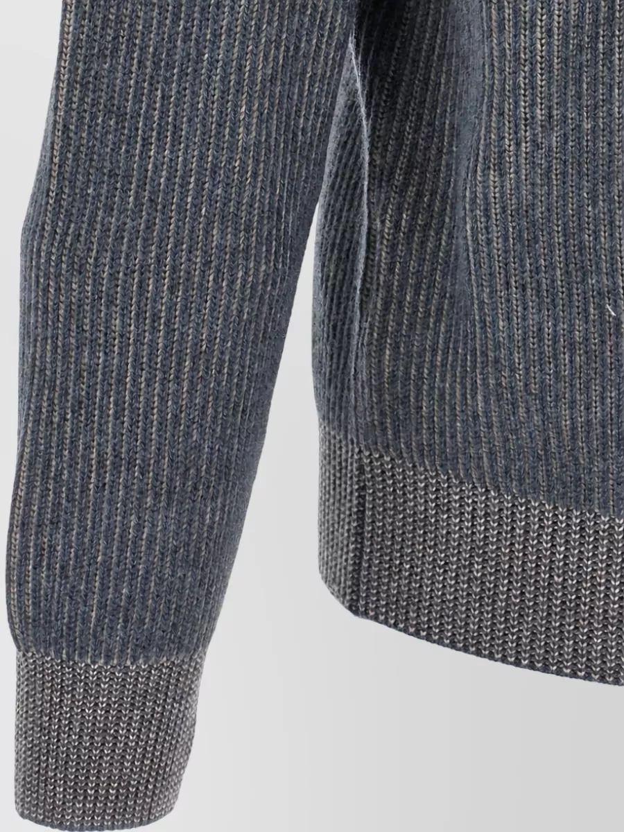 Brunello Cucinelli Cashmere Ribbed High Neck Cardigan