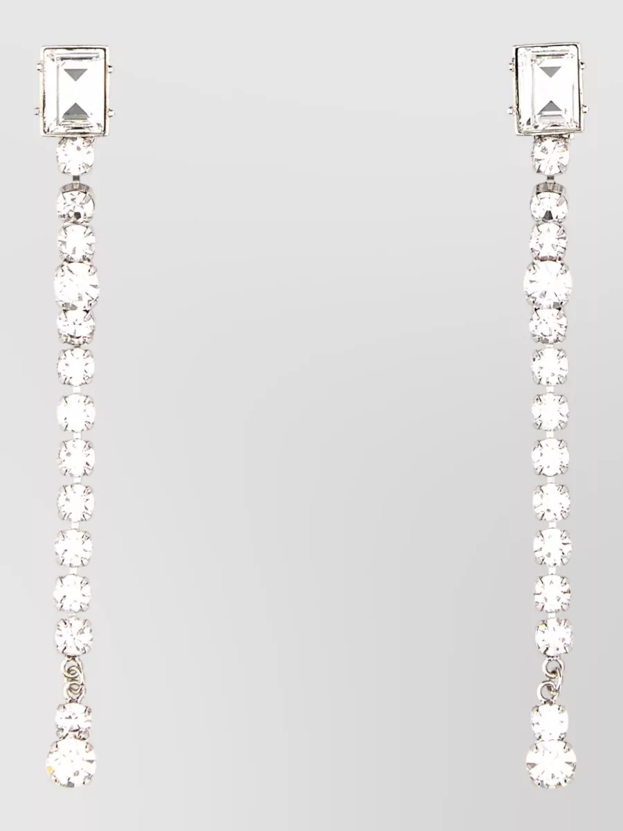 Alessandra Rich metal earrings dangling design rectangular and round gemstones