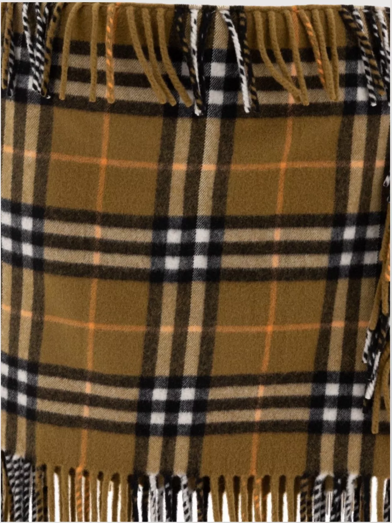 Burberry Wool Cashmere Plaid Wrap Skirt With Fringe