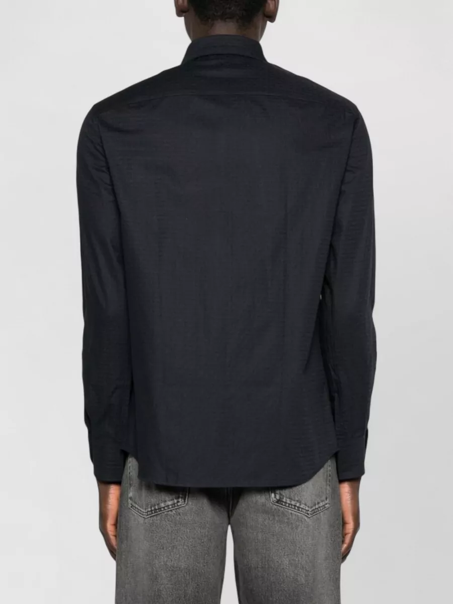Emporio Armani Logo Cotton Shirt Long Sleeves Buttoned Collar