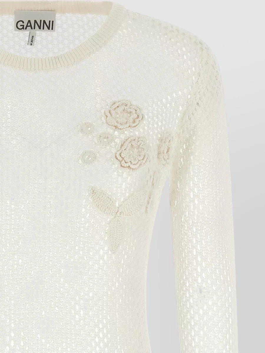 Ganni Organic Cotton Pointelle Knit Sweater