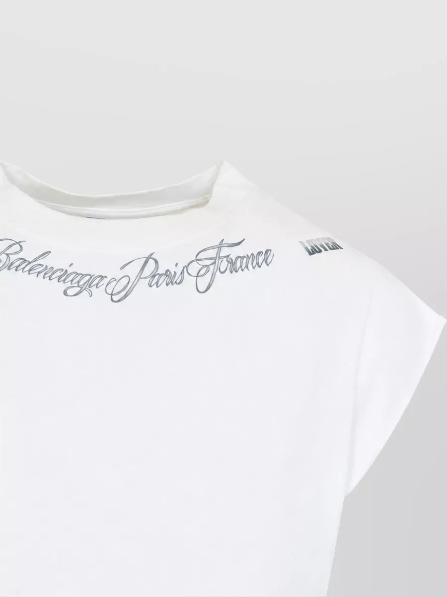 Balenciaga Distressed Printed Cotton Short-Sleeve Top