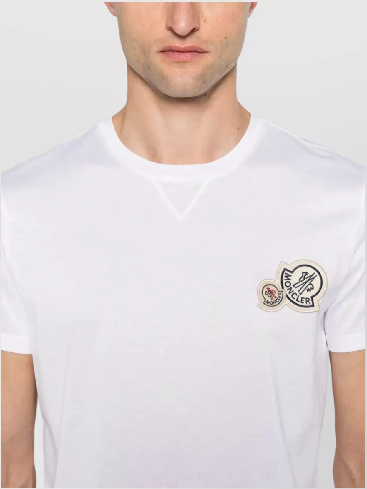 Moncler Dual Logo Embroidered Crew Neck T-Shirt
