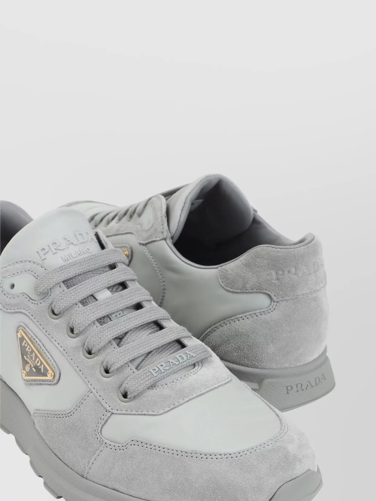 Prada Sneakers Grey Polyamide Suede Accents