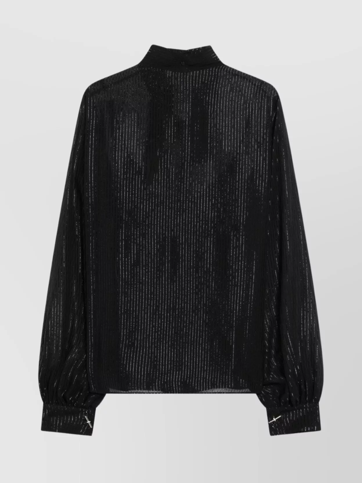 Max Mara Striped Silk Chiffon Long Sleeve Blouse In Black