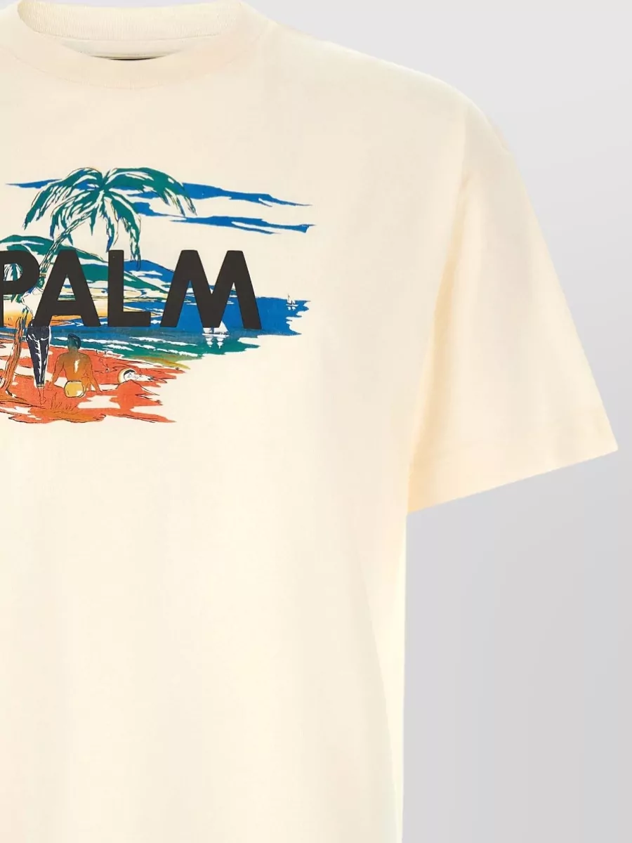 Palm Angels Ribbed Crew Neck Graphic Print T-Shirt
