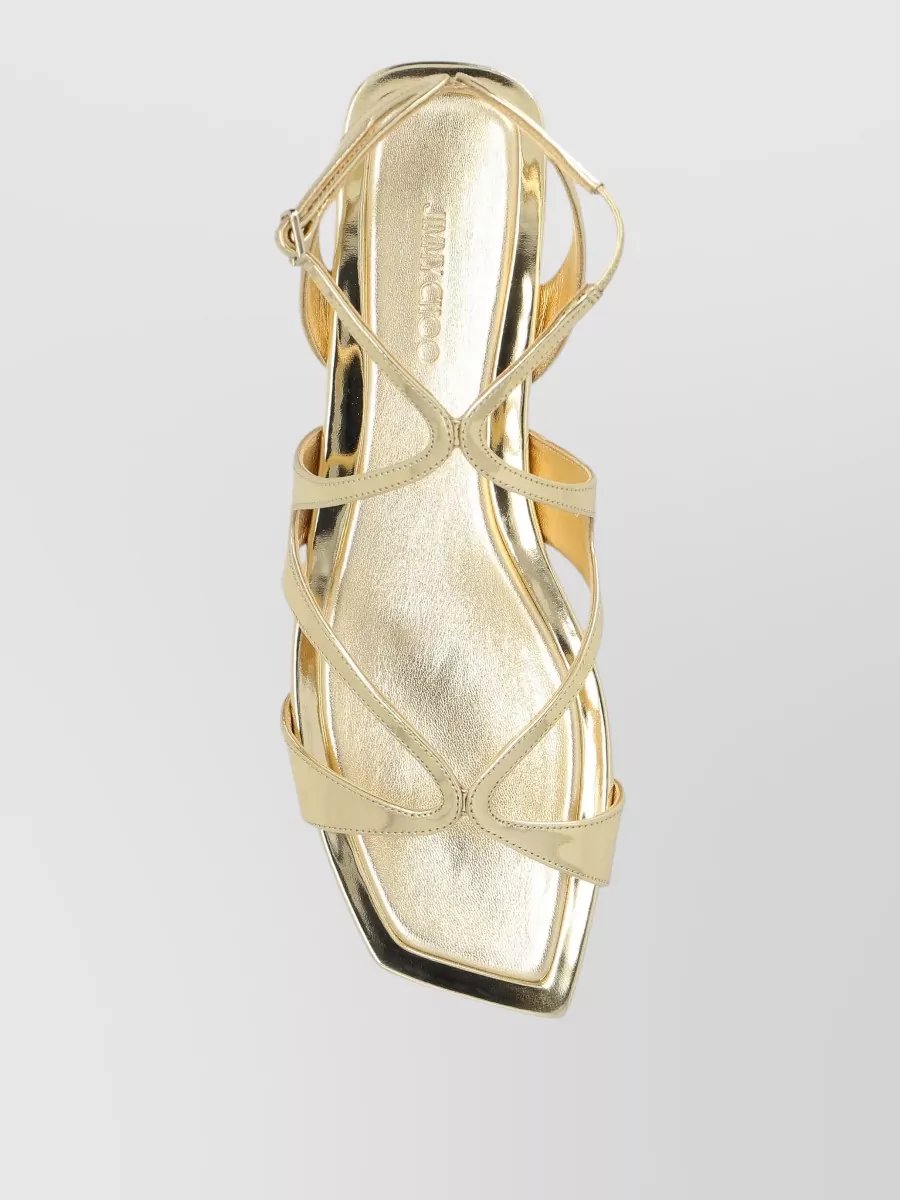 Jimmy Choo Ayla Flat Sandals Open Square Toe Metallic
