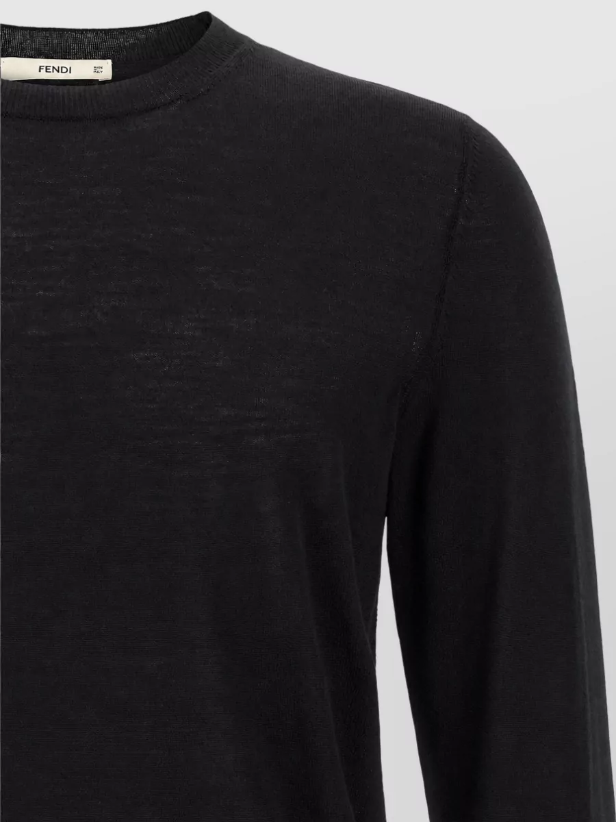 Fendi Virgin Wool Ribbed Crew Neck Sweater