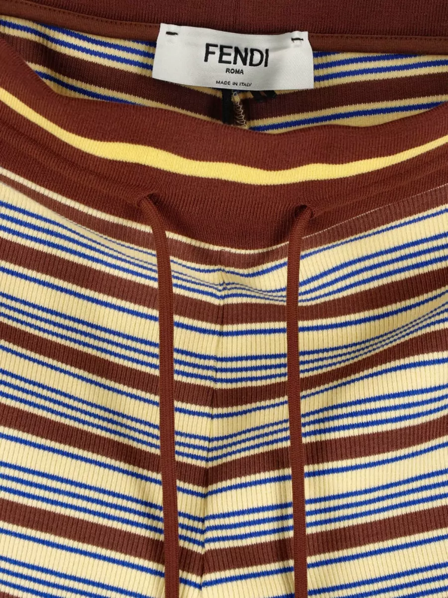 Fendi Striped Ribbed High-Rise Slim-Fit Knit Knee-Length Shorts