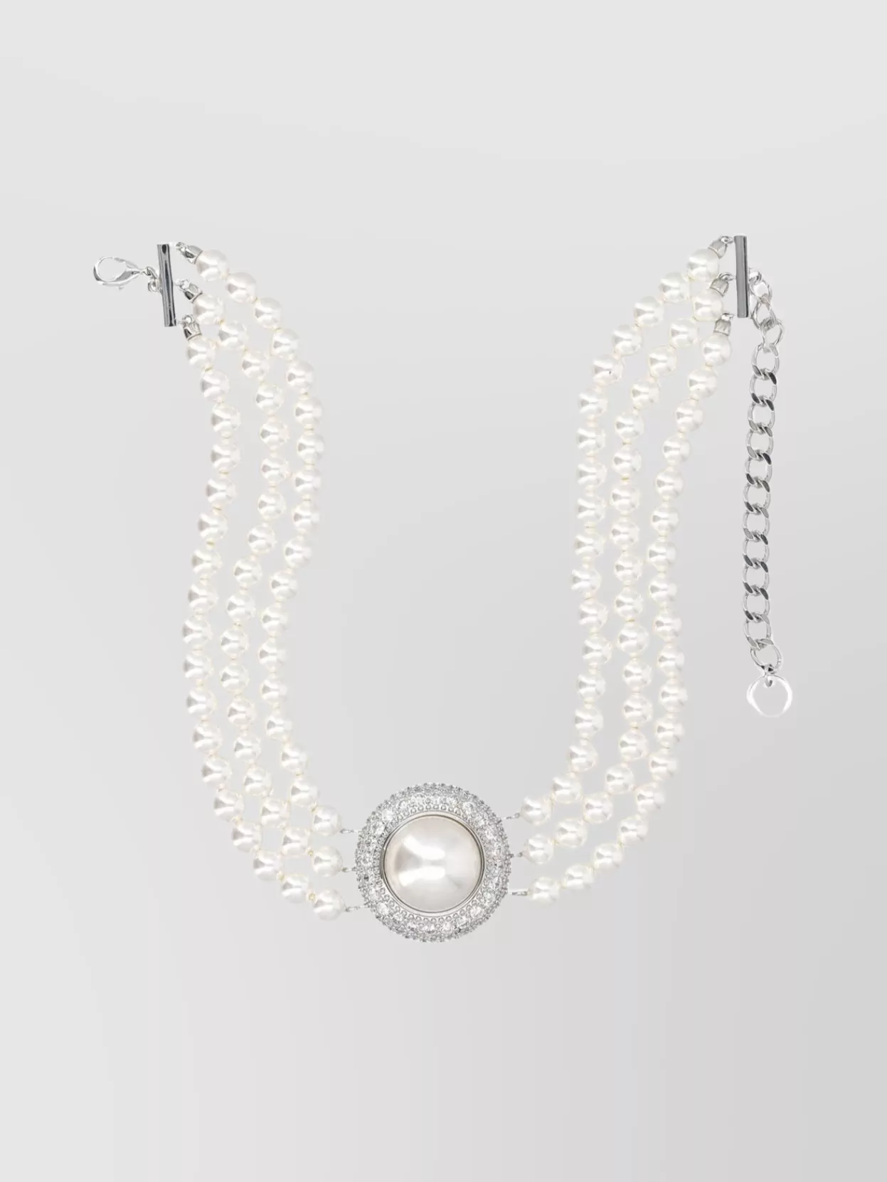 Self-portrait Triple Strand Pearl And Crystal Choker