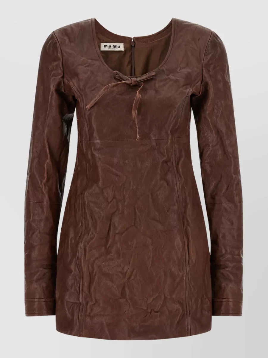 Miu Miu leather long-sleeve mini dress