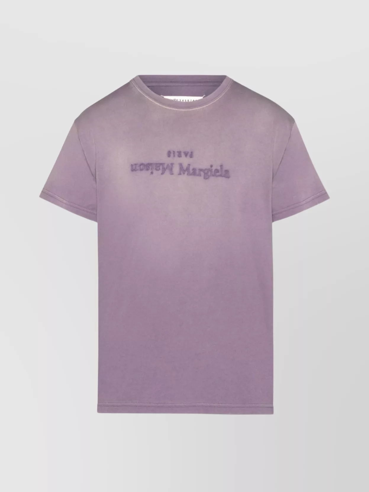 Shop Maison Margiela Reversed Logo Crewneck T-shirt With Short Sleeves In Purple