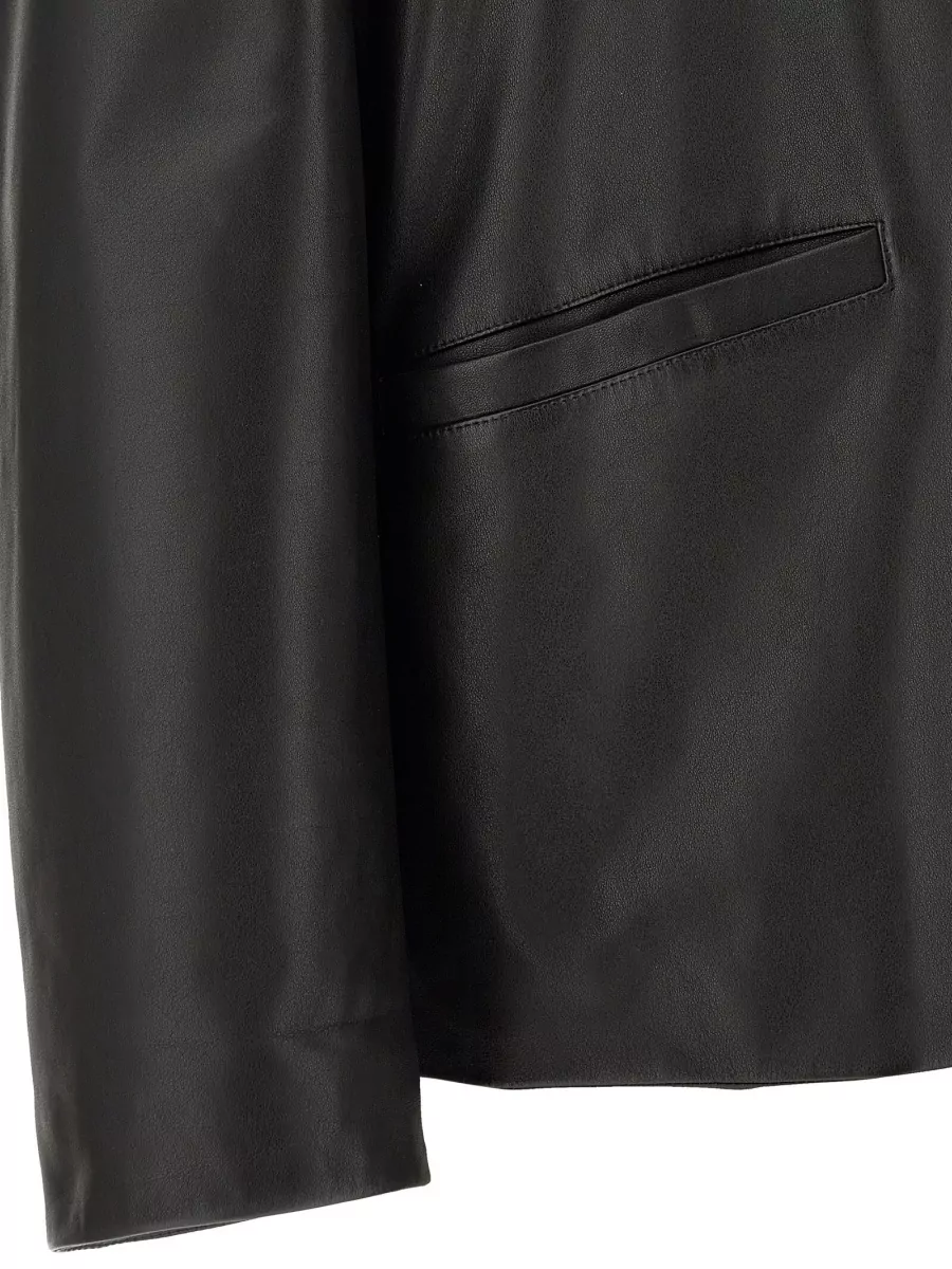 Jil Sander Leather Single Breasted Coat