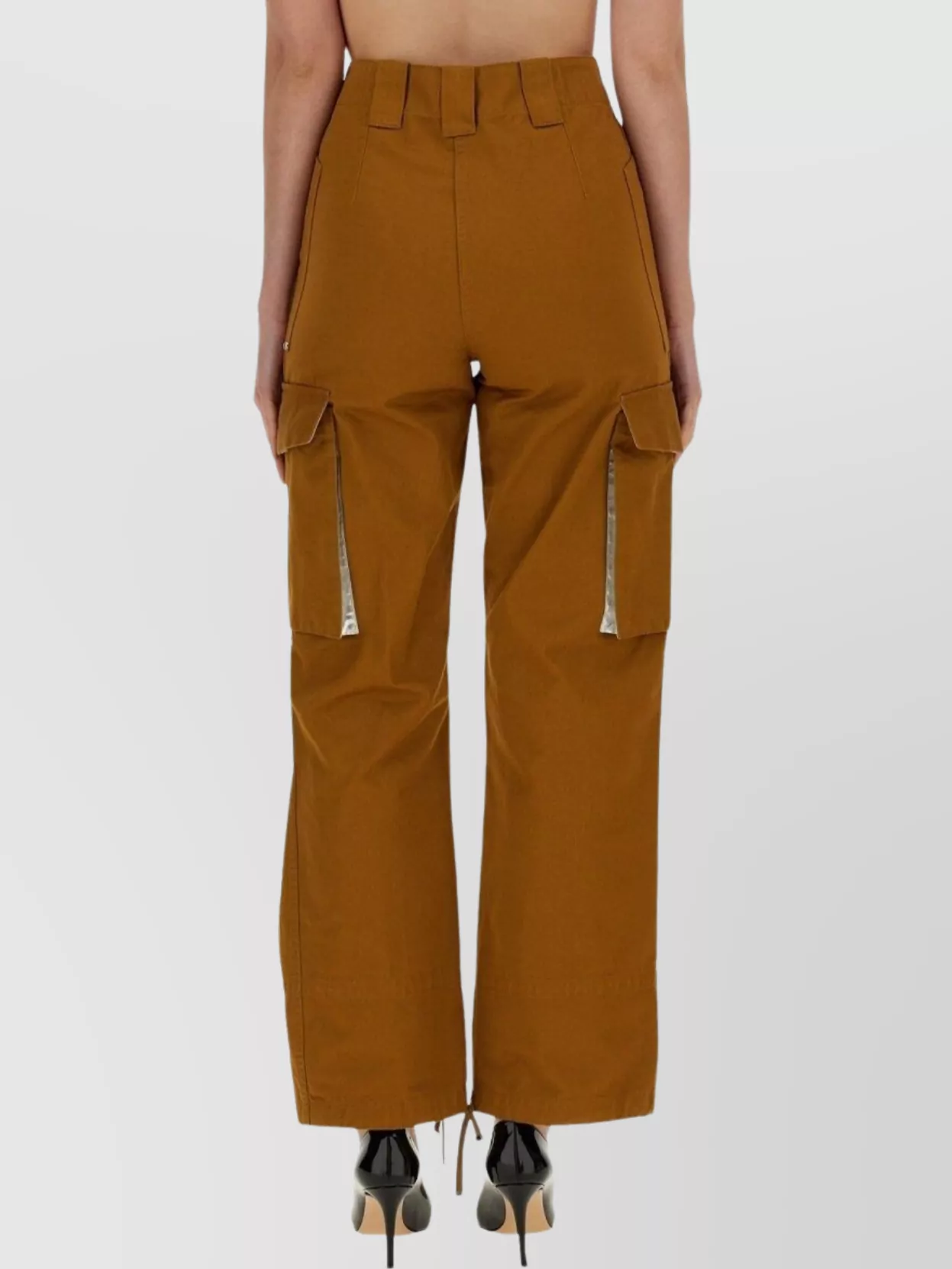 Paco Rabanne High Waist Wide Leg Trousers With Cargo Pockets
