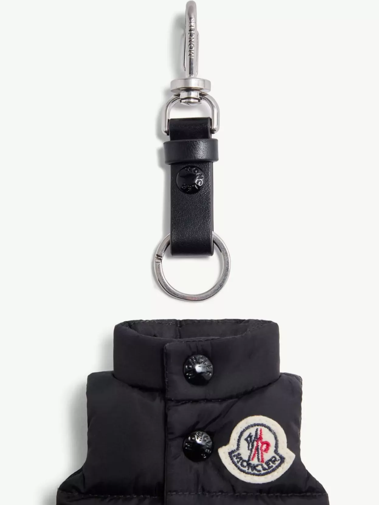 Moncler Quilted Keychain Featuring Button Detailing In Metallic