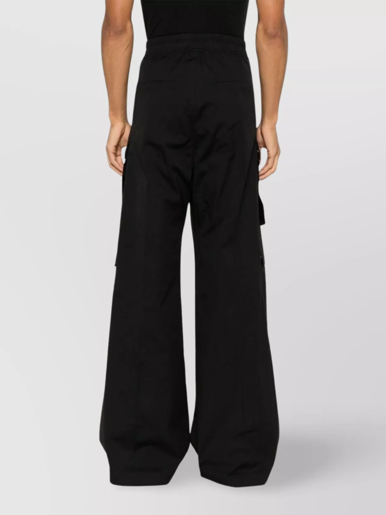 Rick Owens Wide Cargobelas Cotton Trousers Black In Black
