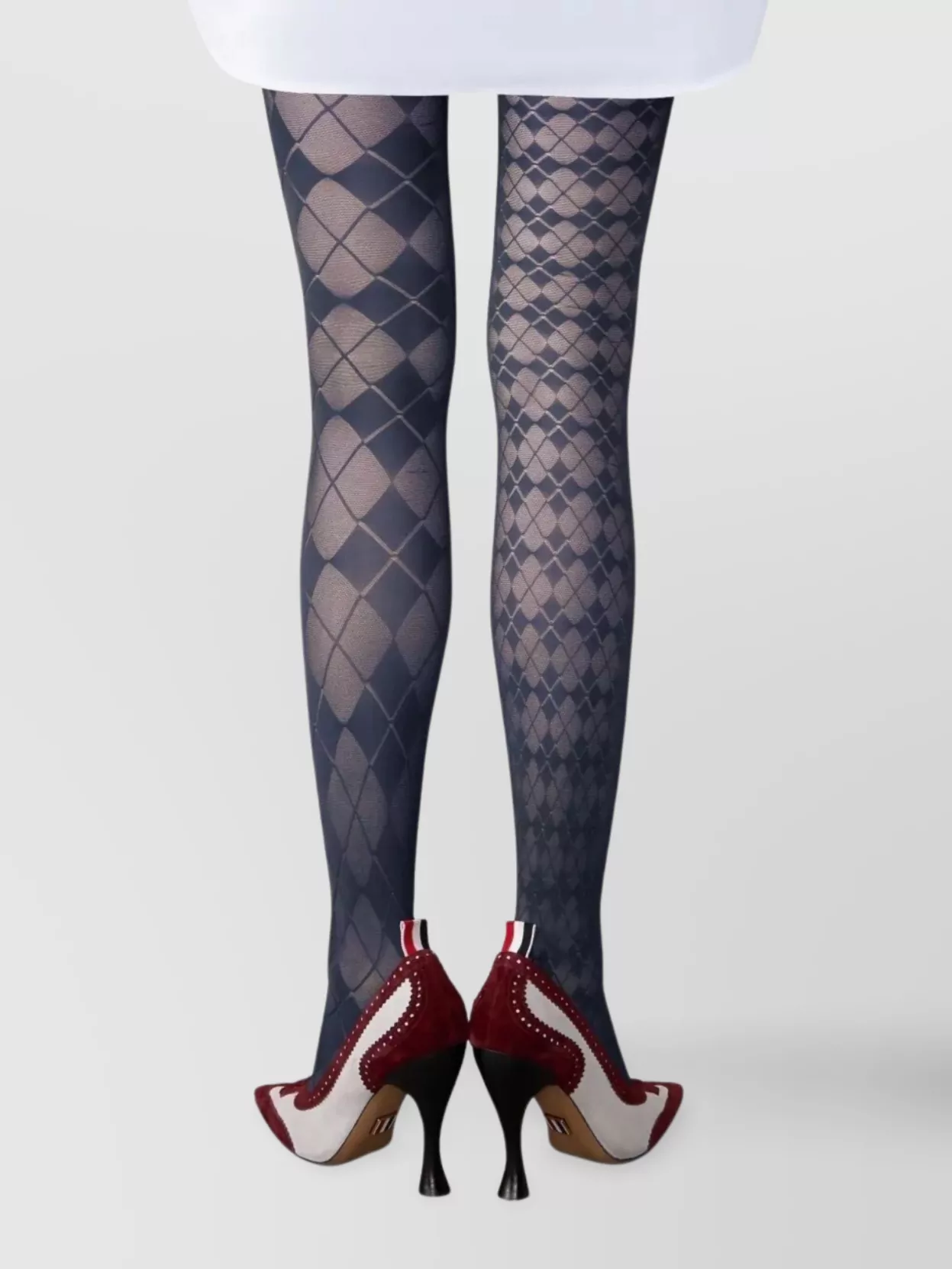 Thom Browne Argyle Sheer Tights And Mesh Panties In Blue