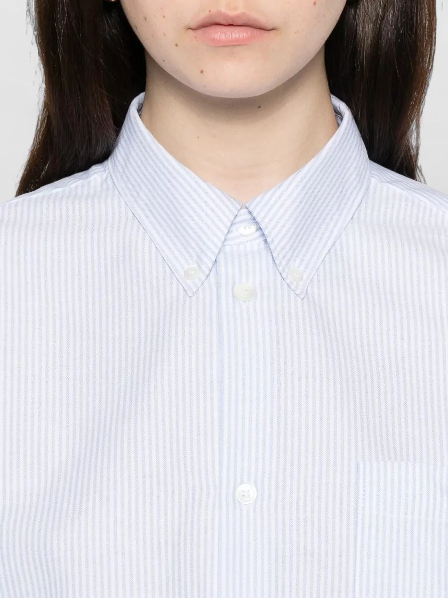 A.p.c. Sophia Striped Shirt Button Collar Pocket