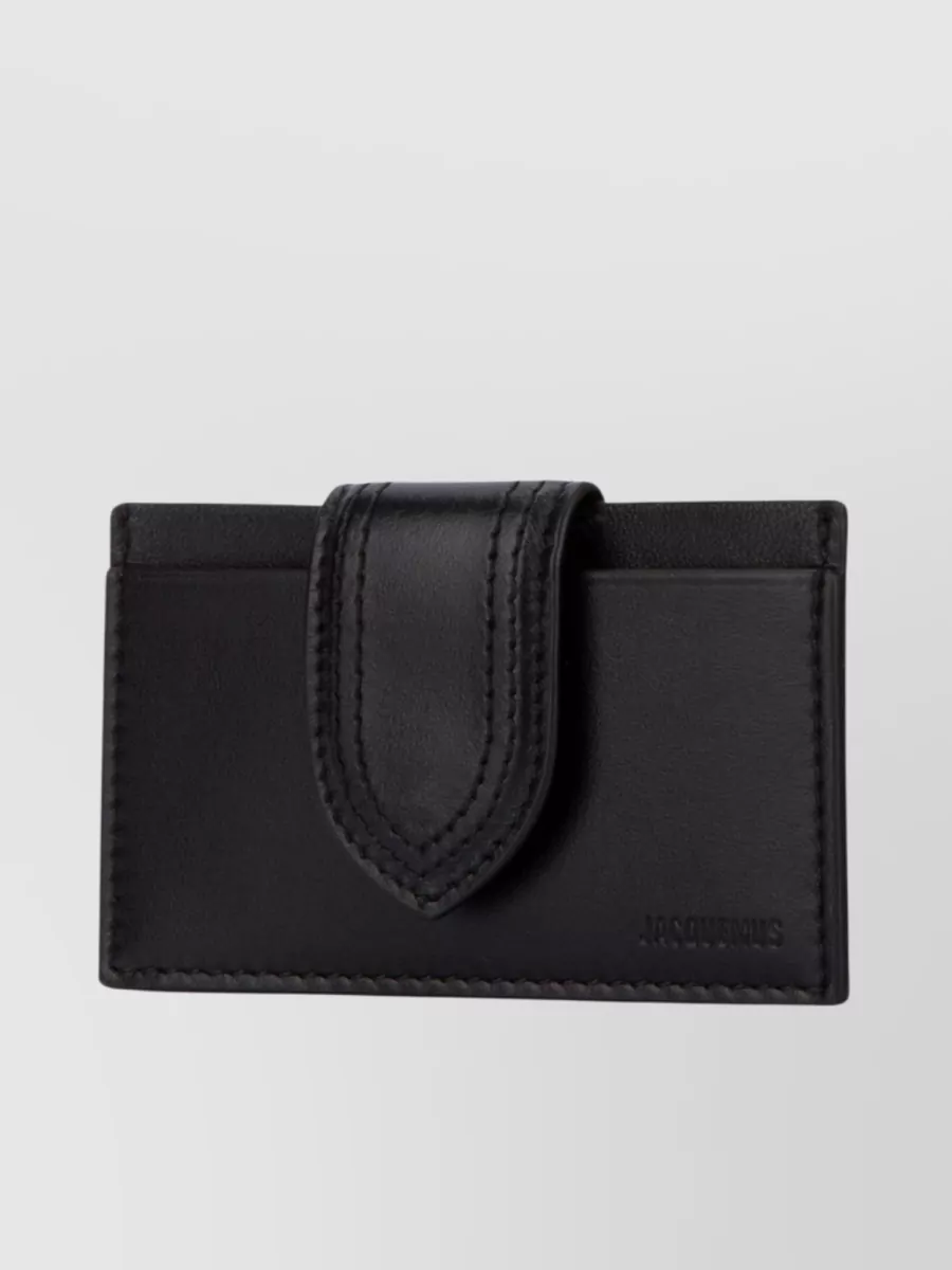 Shop Jacquemus Structured Rectangular Wallet With Contrast Stitching In Black