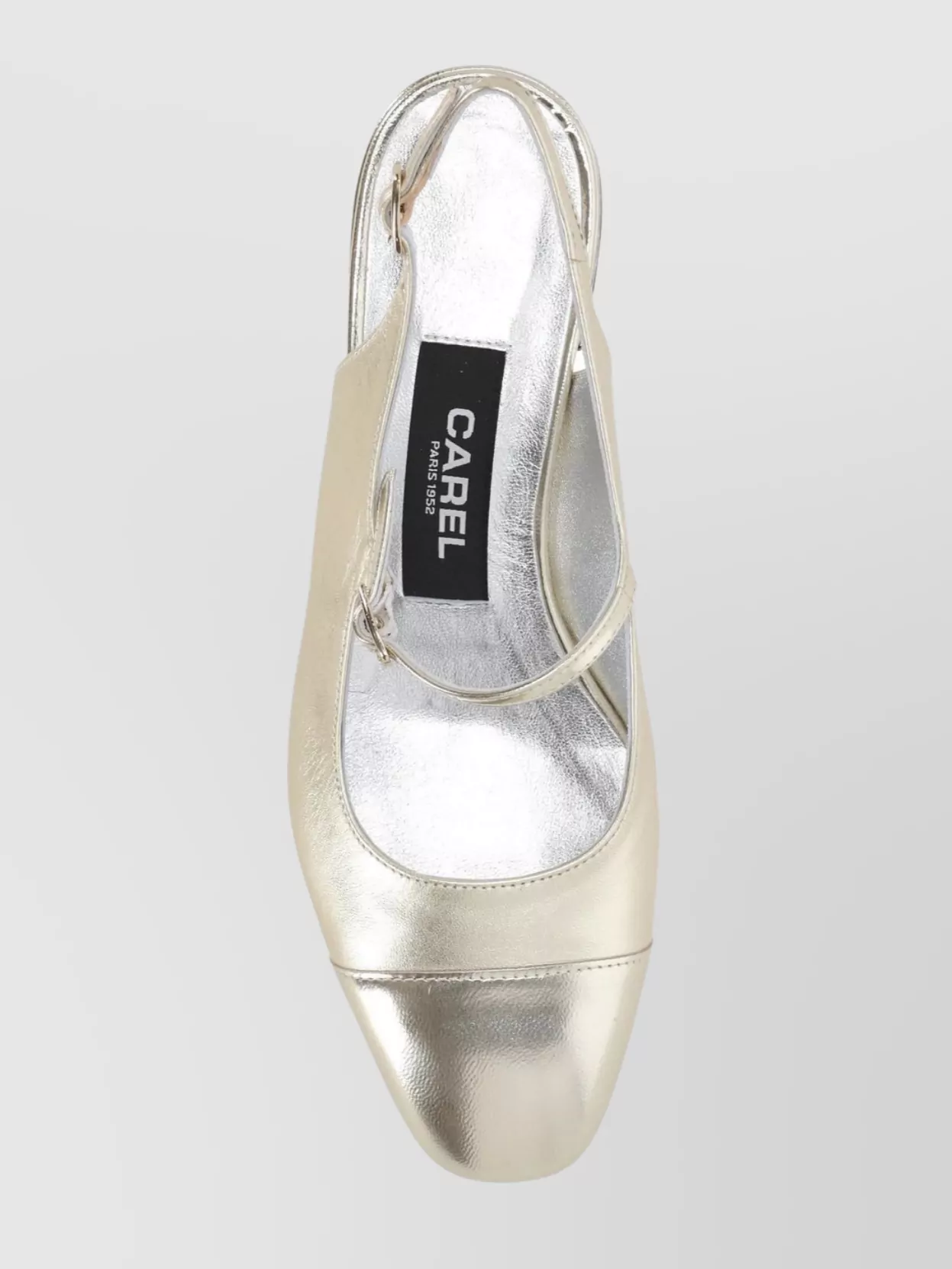 CAREL METALLIC BLOCK HEEL SLINGBACK SANDALS