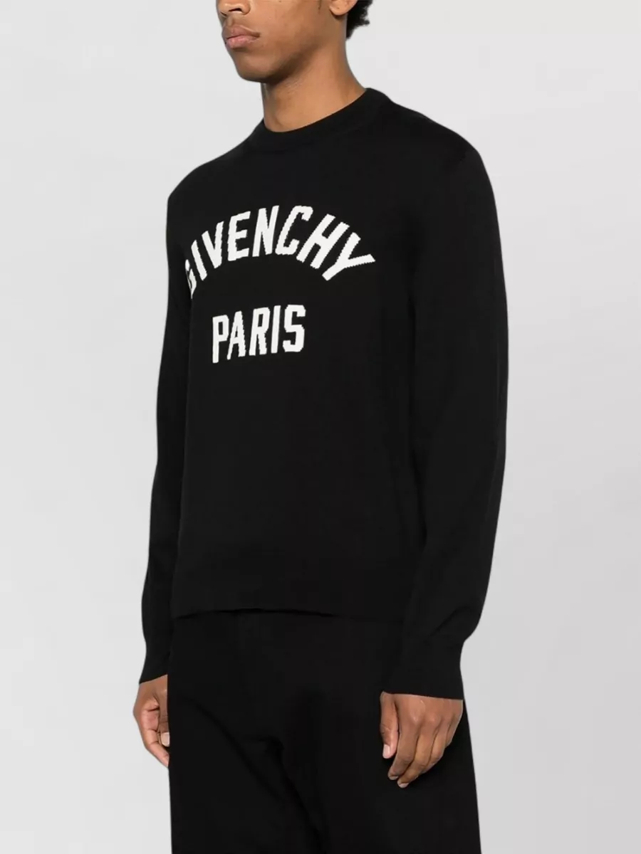 Givenchy Cotton Blend Logo-Intarsia Crewneck Sweater