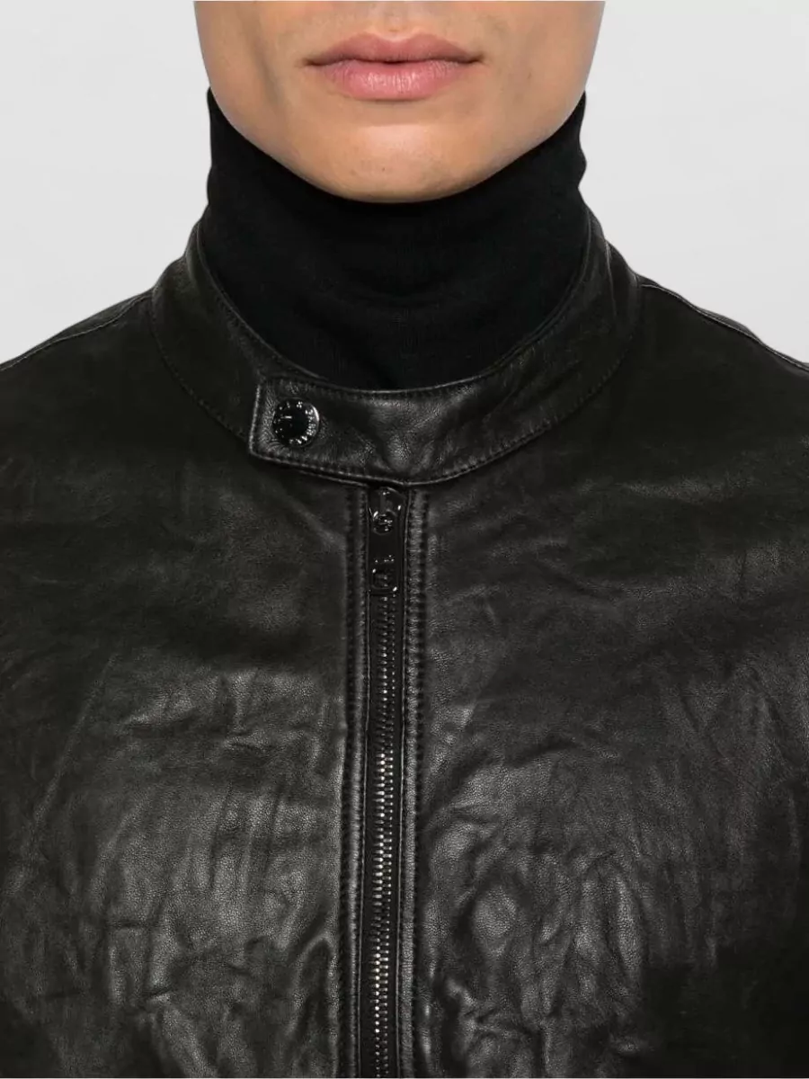 Dolce&Gabbana Stand Collar Lambskin Zip Up Jacket